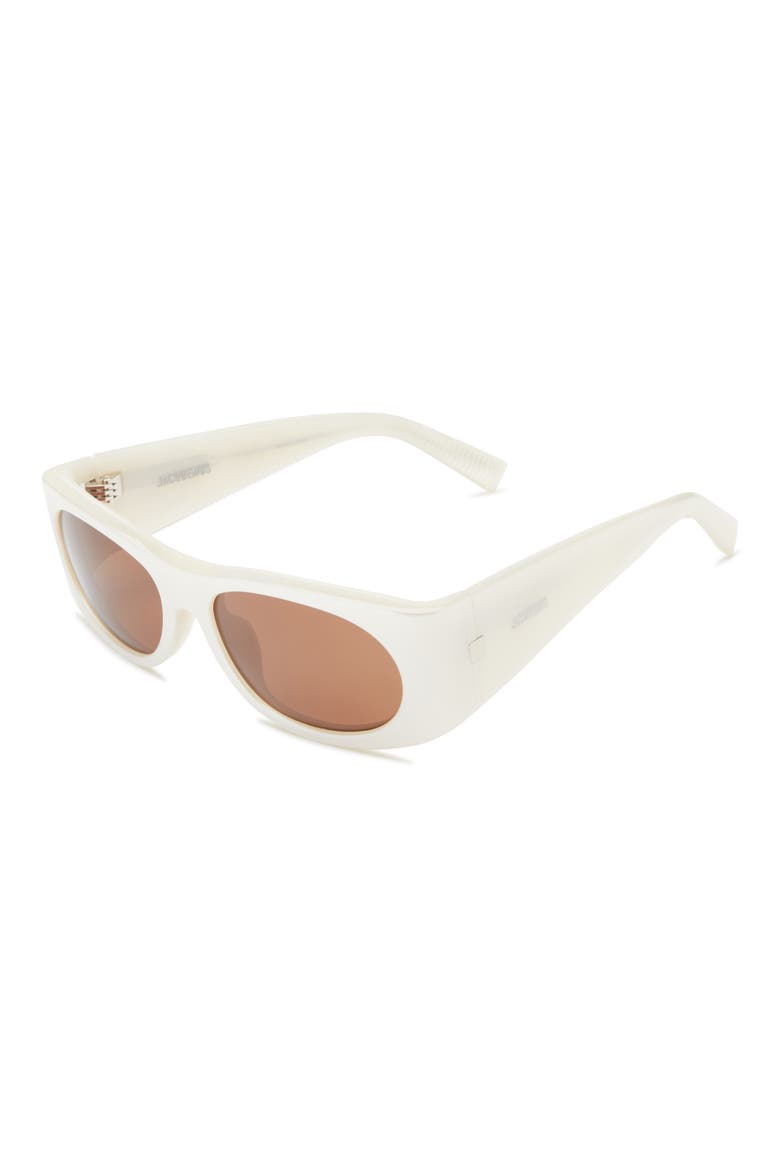 Les Lunettes 158 Rectangular Sunglasses, Alternate, color, METALLIC WHITE/ SILVER/ CHOC