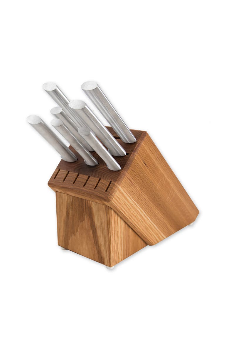 Rada Essential Oak 8 Piece Knife Block Set, Main, color, Silver