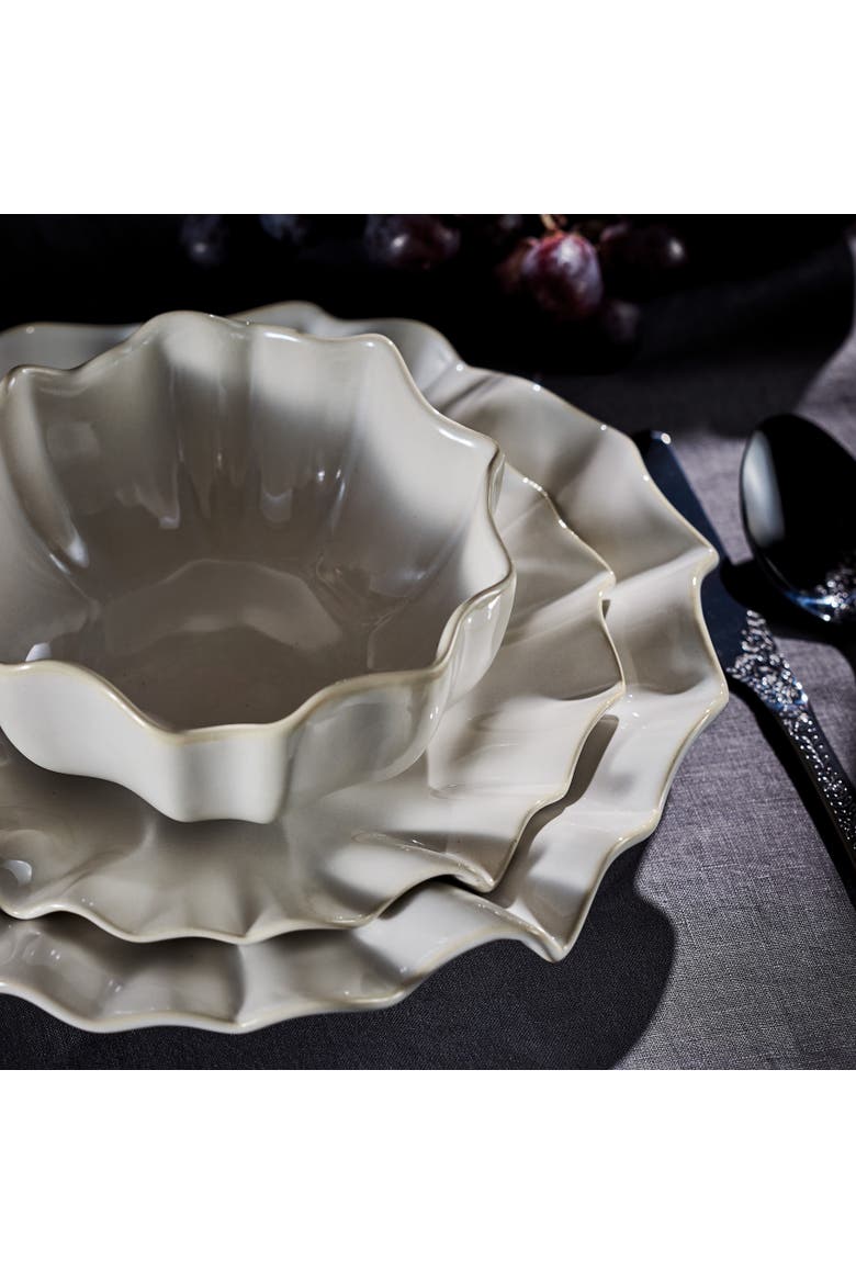 Lotus Stoneware Salad Plate Set of 4, Alternate, color, White