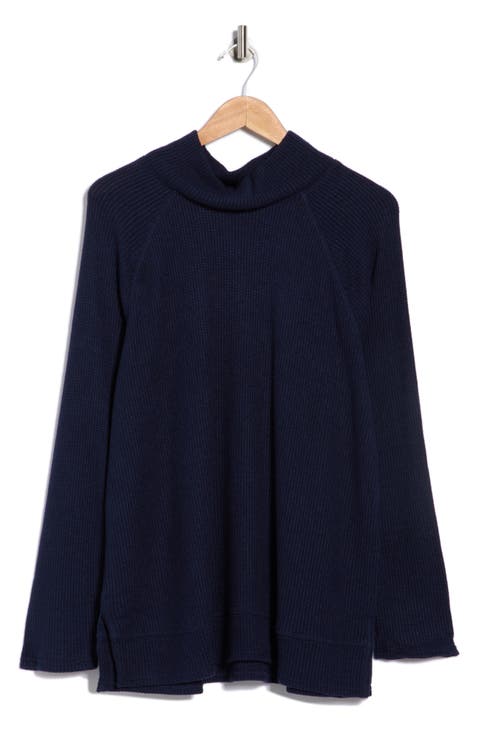 Cozy Cowl Neck Waffle Stitch Top (Plus)