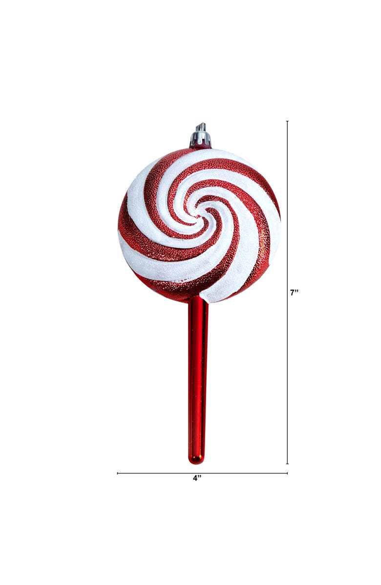 NEARLY NATURAL 7-in Candy Cane Lollipop Holiday Deluxe Christmas Shatterproof Ornament Set of 4, Alternate, color, Assorted