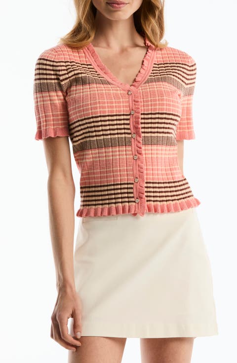Ruffled V-Neck Cardigan