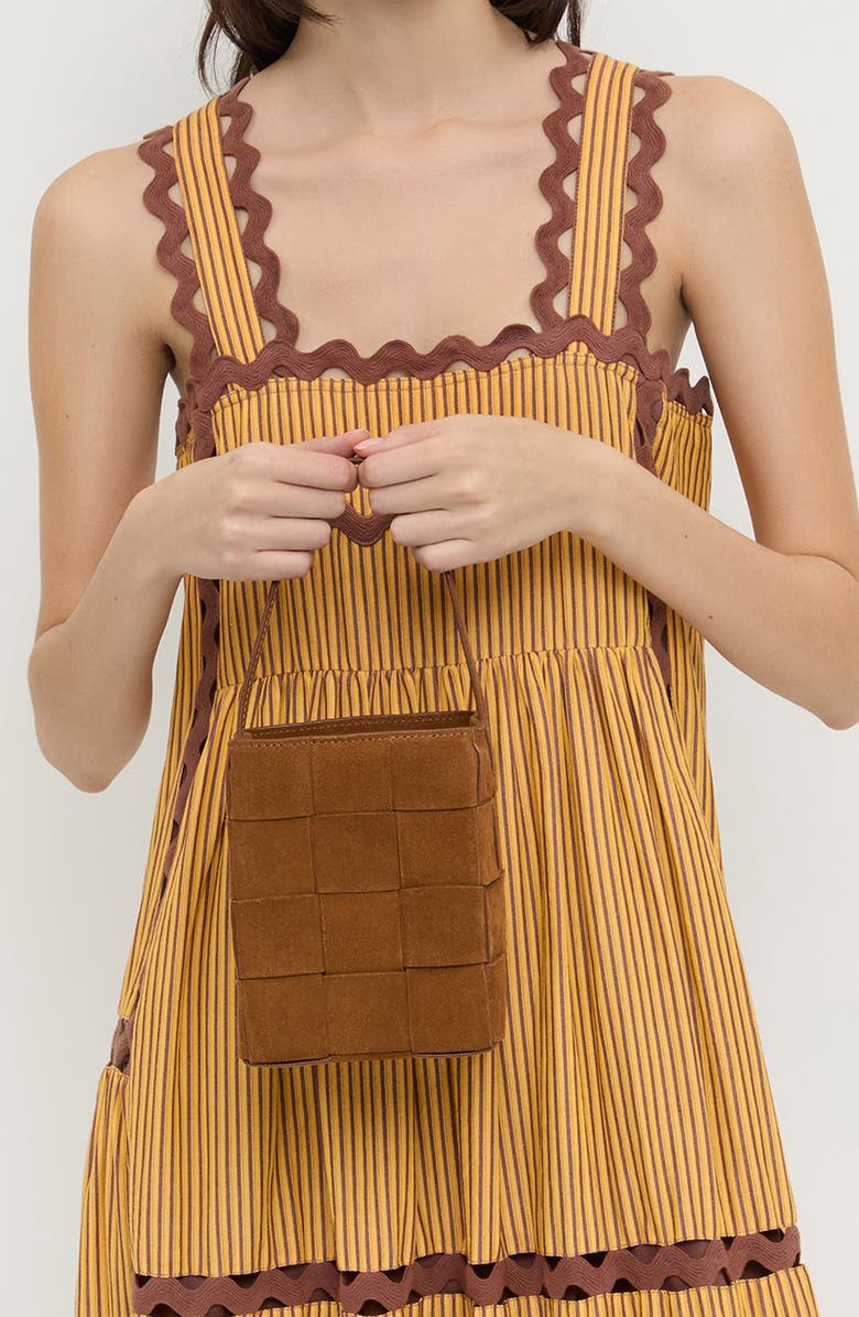 Loeffler Randall Laithe Wide Woven Bucket Bag, Alternate, color, Cacao