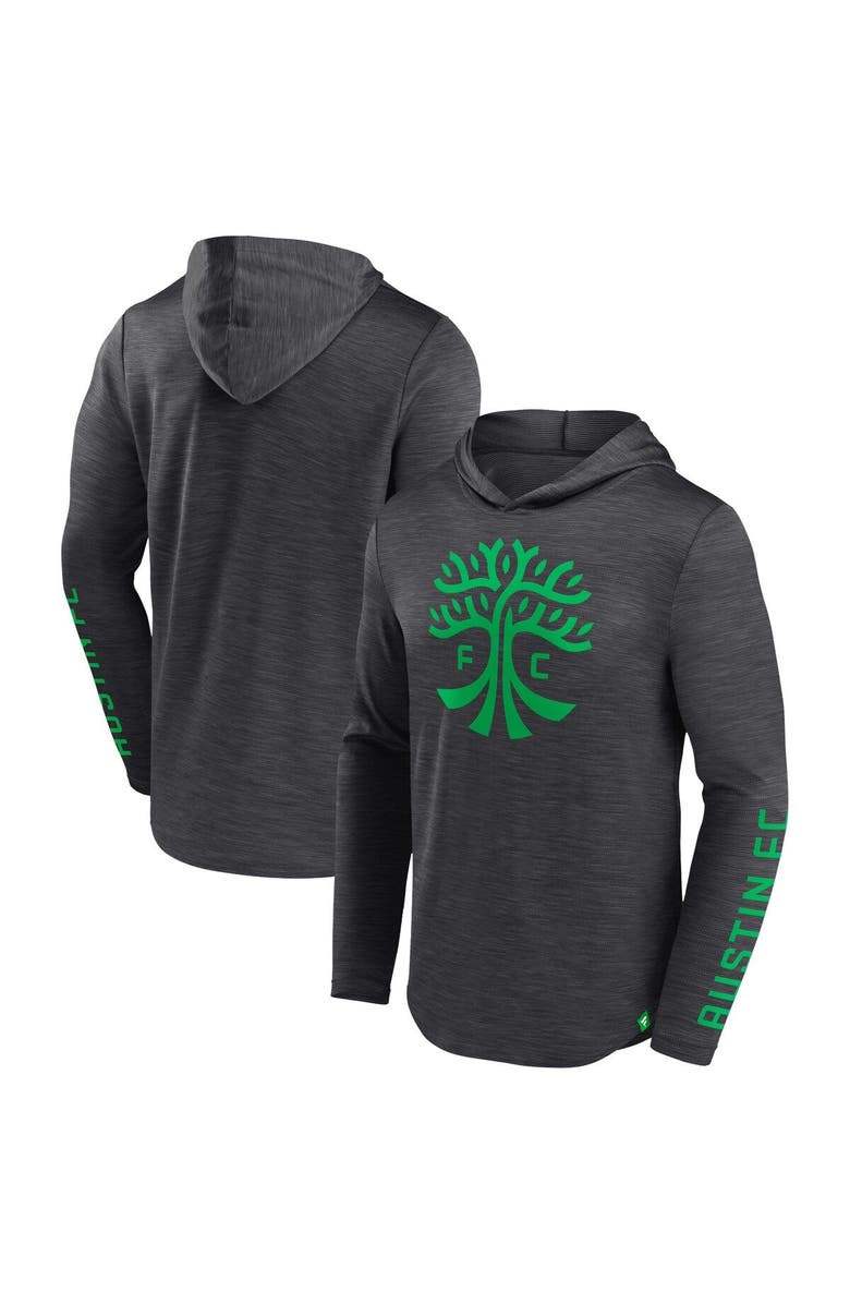 FANATICS Men's Fanatics Branded Charcoal Austin FC First Period Space-Dye Pullover Hoodie, Main, color,