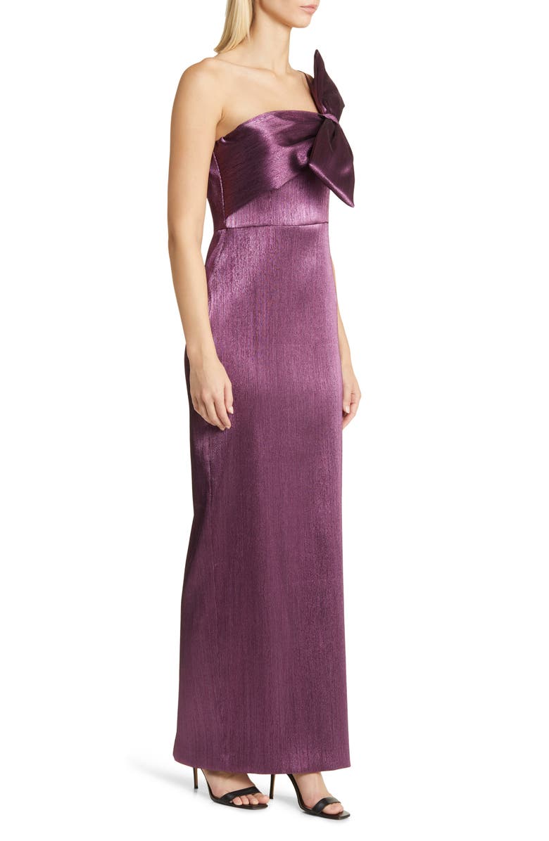 Black Halo Bisella Bow Metallic One-Shoulder Gown, Alternate, color, 