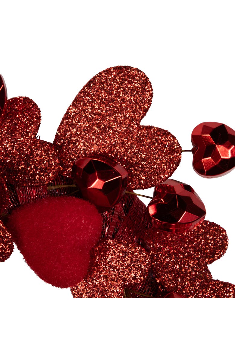 Northlight Heart Shaped Glittered Valentine's Day Wreath - 22" - Red, Alternate, color, Red