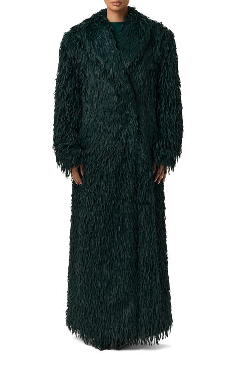 Long Faux Feather Coat