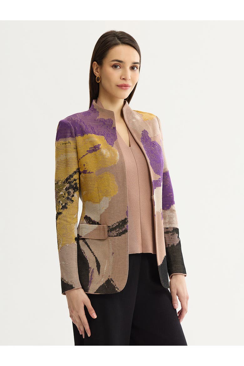 Tailored Floral Jacquard Flat Knit Jacket, Alternate, color, Charmeuse/Fresh Purple