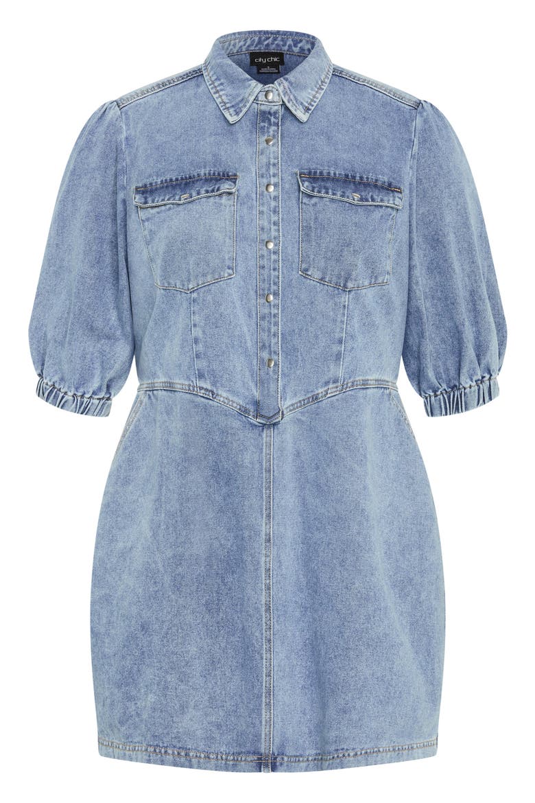Remi Denim Minidress, Alternate, color, LIGHT WASH