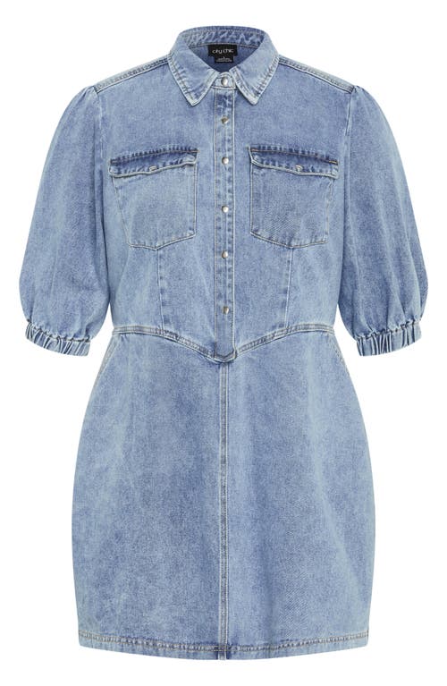 City Chic Remi Denim Minidress In Light Wash