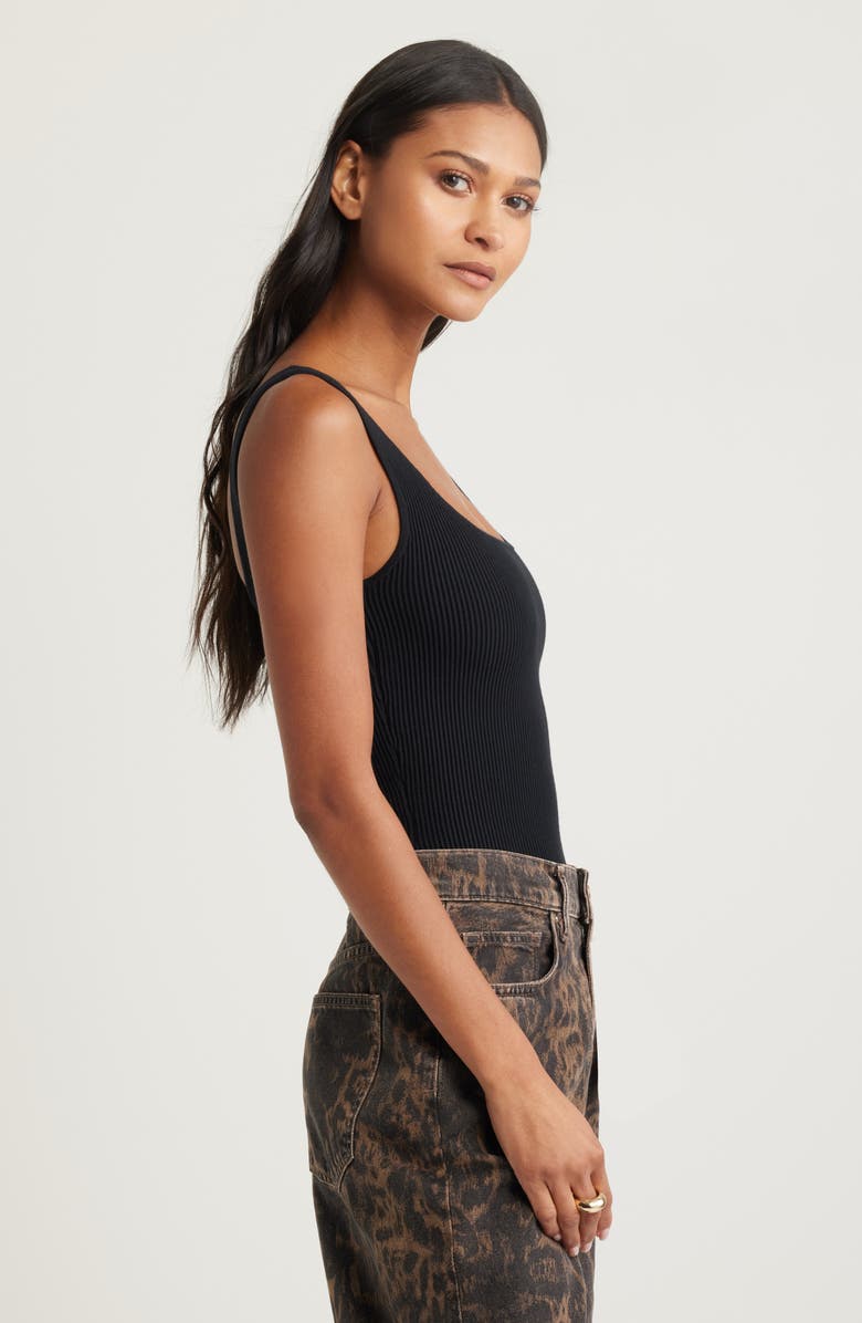 Open Edit Luxe Sculpt Rib Tank, Alternate, color, Black