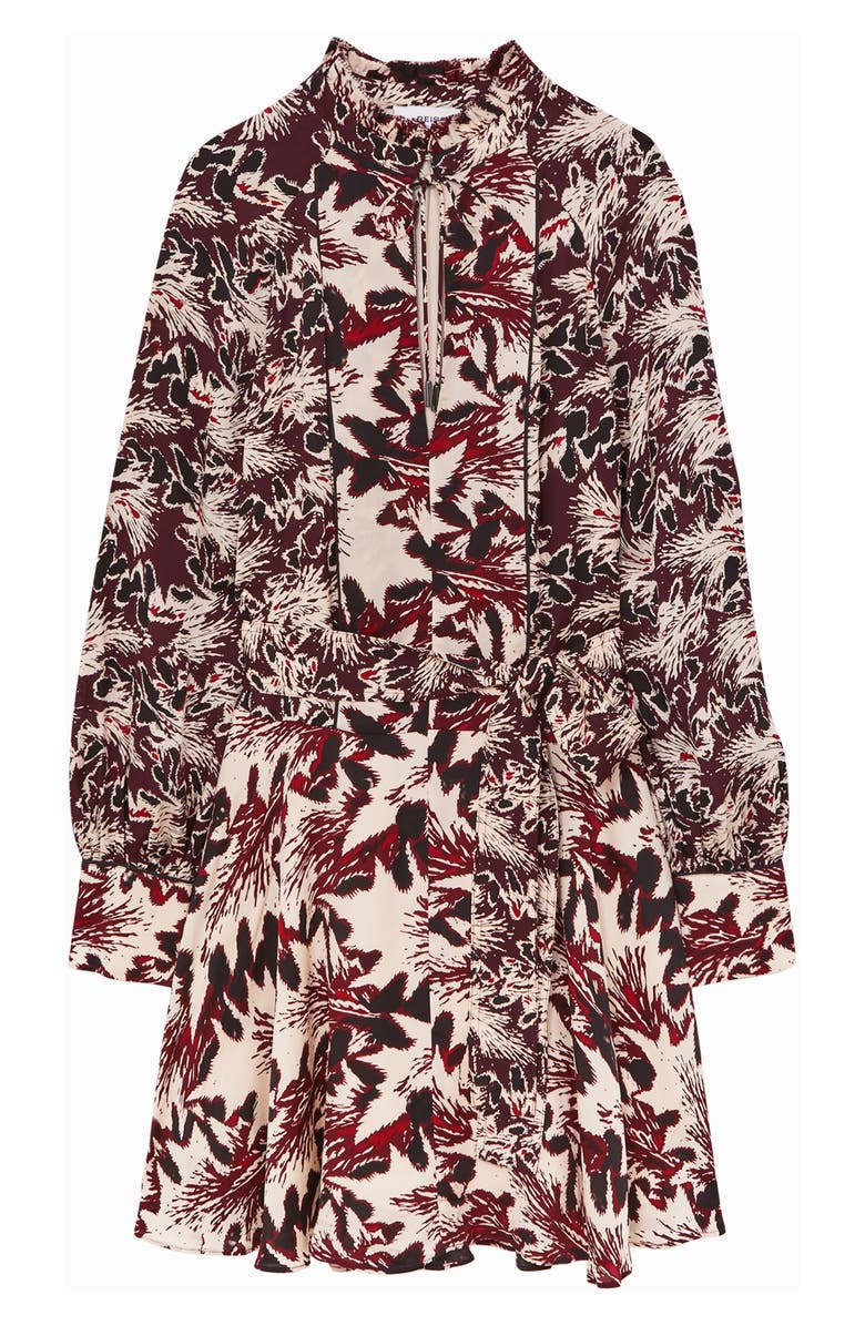 Reiss Lora Floral Print Tie Waist Dress, Alternate, color, Burgundy/ Cream