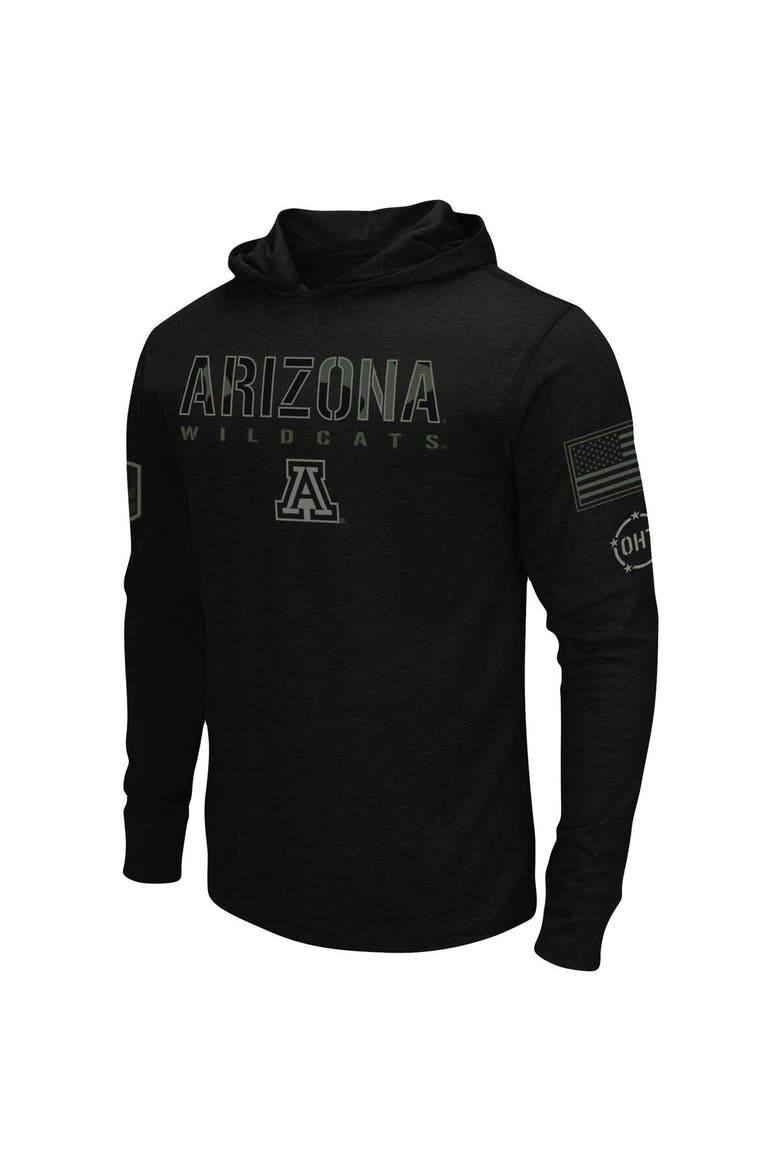 Men's Colosseum Black Arizona Wildcats OHT Military Appreciation Hoodie Long Sleeve T-Shirt, Alternate, color, Black