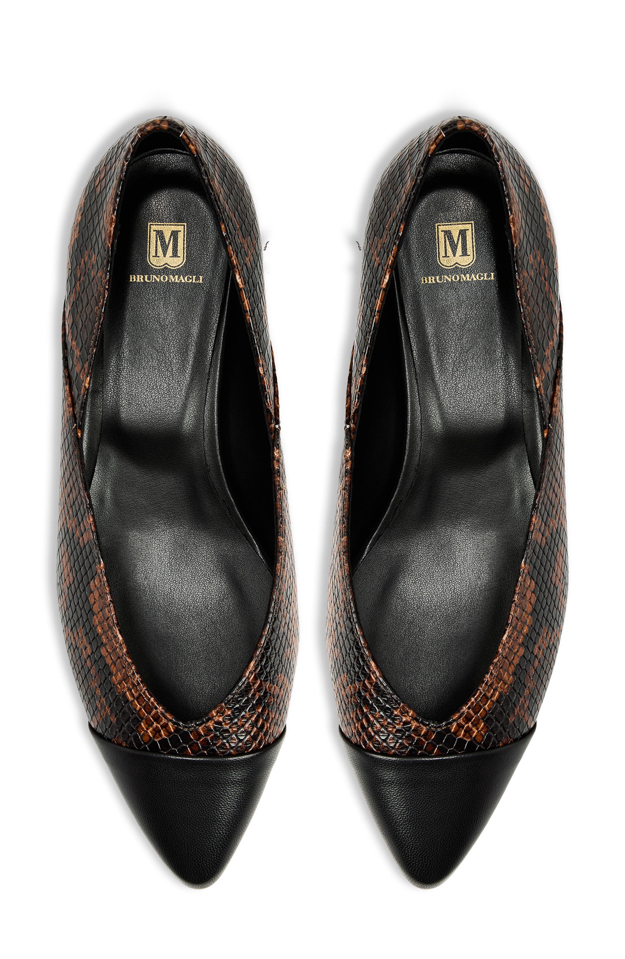 Bruno Magli Parma Pointed Toe Flat, Alternate, color, Brown/ Snake/ Black