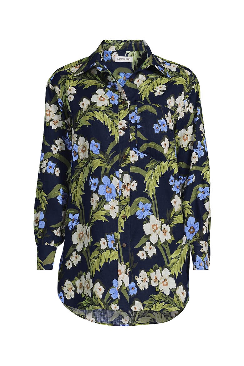 Linen Oversized Button Front Shirt, Alternate, color, Soft Blue Linen