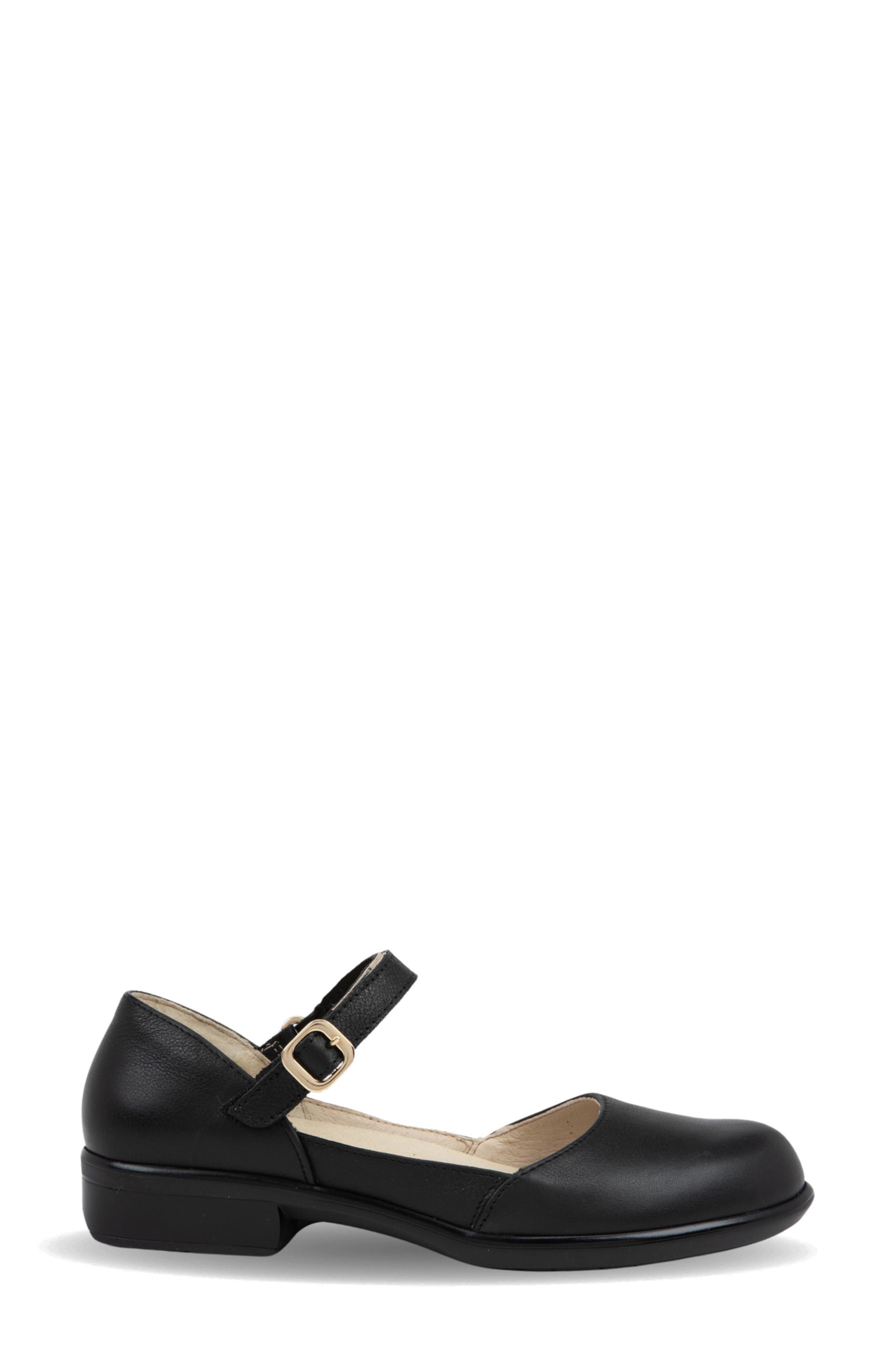 Aniham Ankle Strap Flat, Alternate, color, BLACK LEATHER