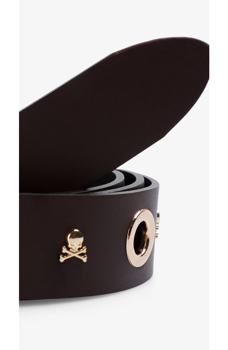 Scalpers Eyelet Skull Belt, Alternate, color, Darkbrown