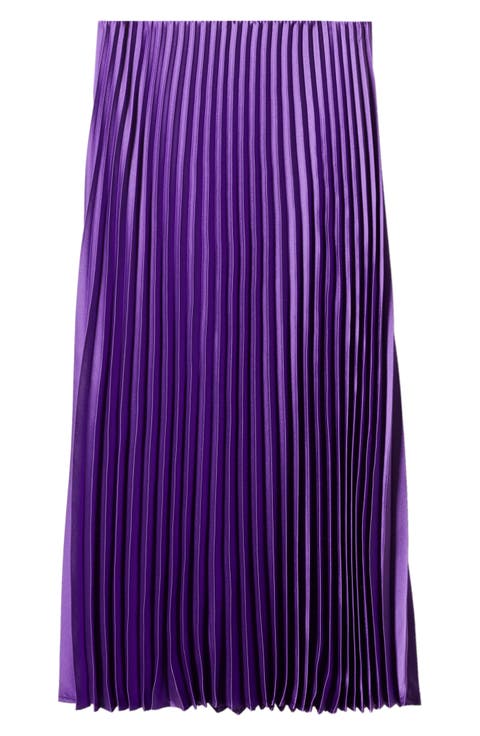 Pleated Satin Skirt
