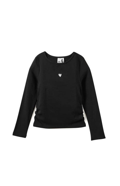 Kid's Fitted Long Sleeve Essential Gathered Top