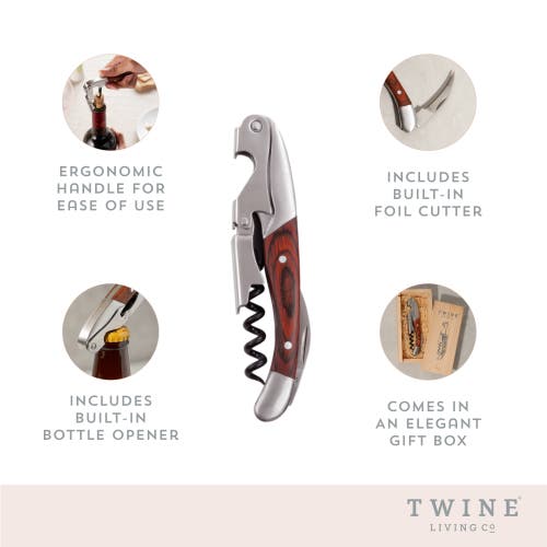 Twine Wooden Handled Double-hinged Corkscrew In Wood