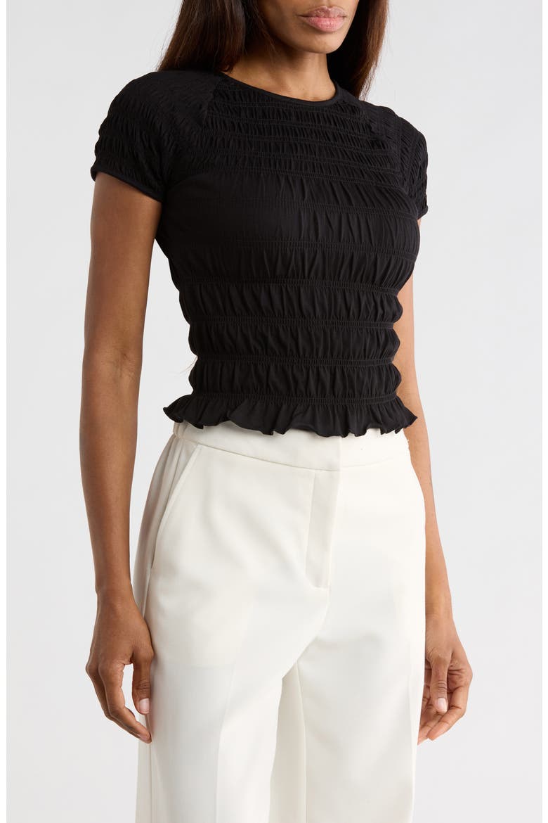 Short Sleeve Keyhole Top, Main, color, BLACK