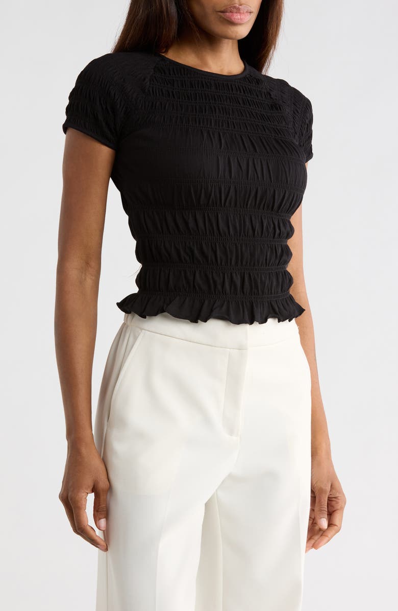 JASON WU Short Sleeve Keyhole Top, Main, color, Black