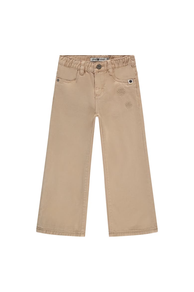 Flower Applique Wide Leg Pant, Main, color, Beige