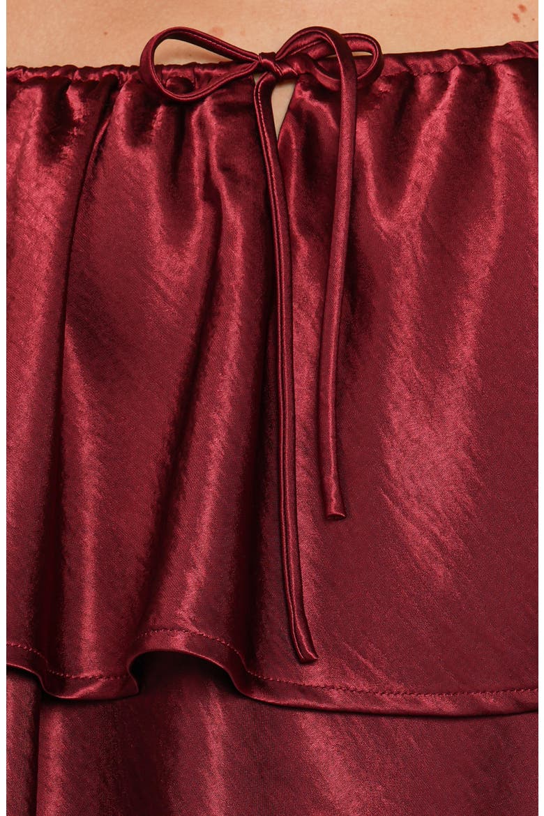Janina Tiered Satin Top, Alternate, color, WINE