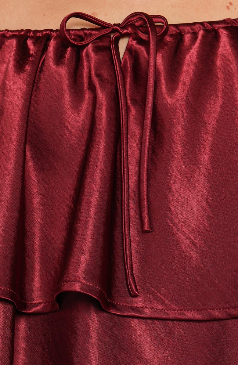 Petal & Pup Janina Tiered Satin Top, Alternate, color, Wine