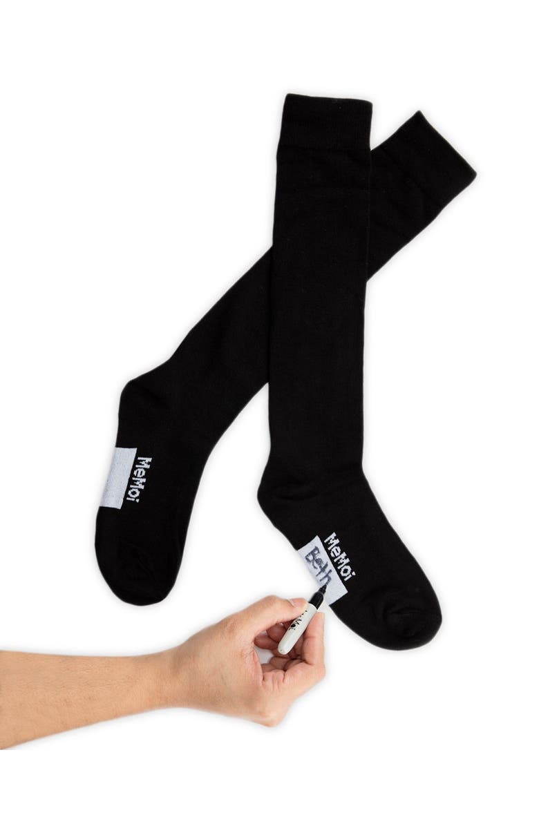 MeMoi Write On Camp Kids Knee High Socks 3-Pack, Alternate, color, Black