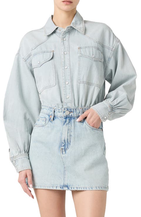 Long Sleeve Denim Minidress