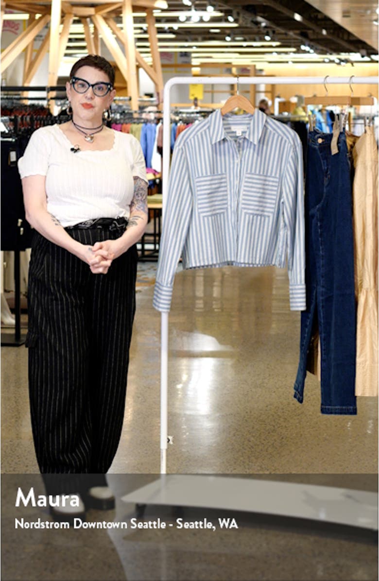 Boxy Stripe Oxford Button-Up Shirt, sales video thumbnail