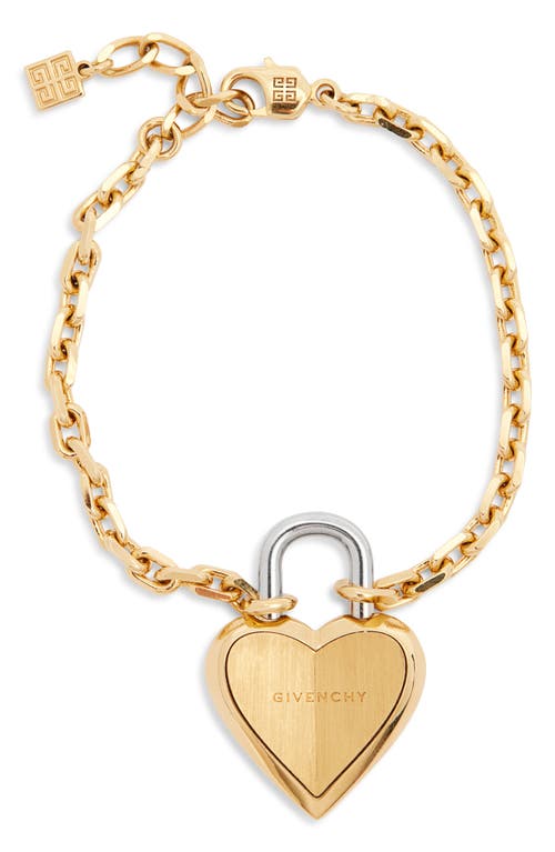 Givenchy Heart Lock Pendant Bracelet In Golden/silvery