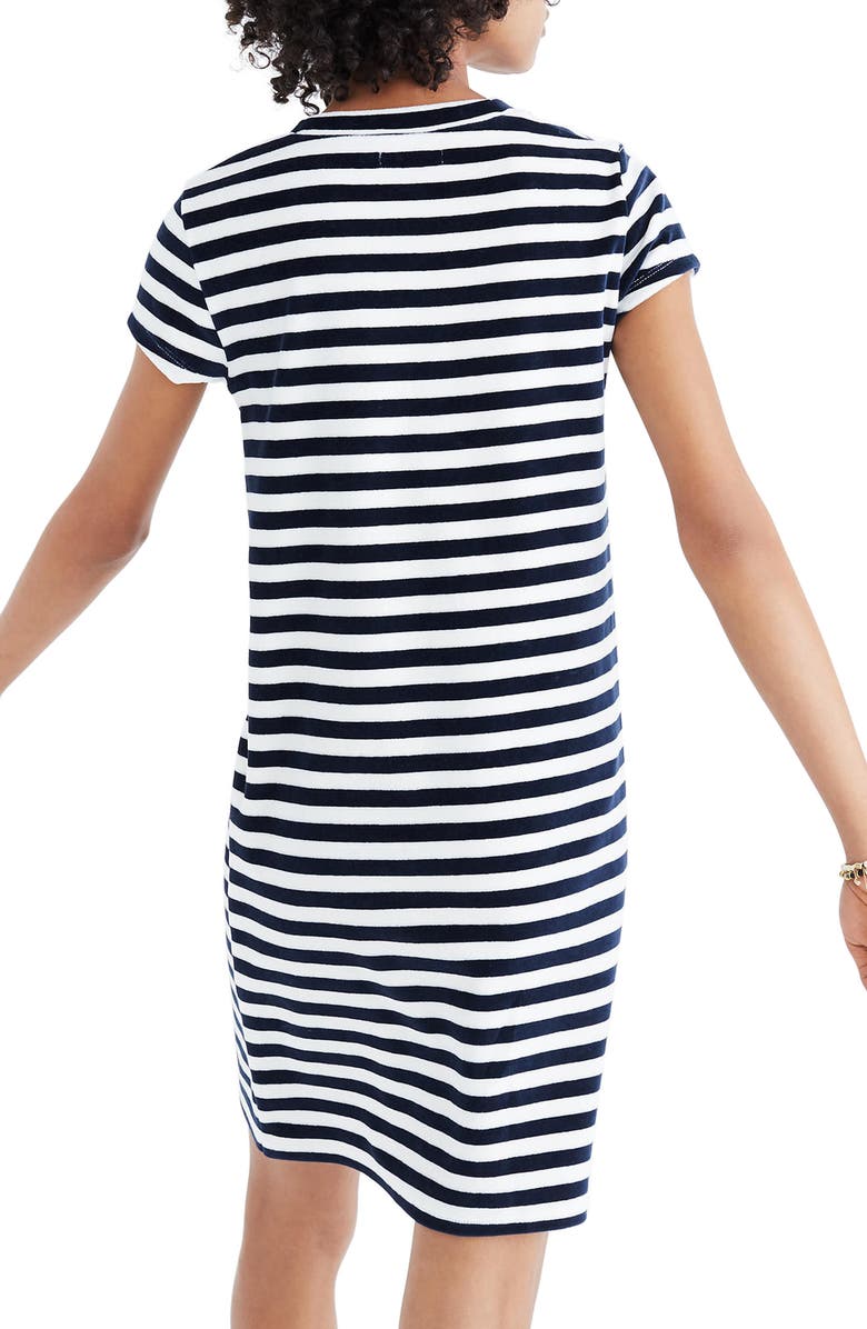 Madewell Stripe Velour T-Shirt Dress, Alternate, color, 