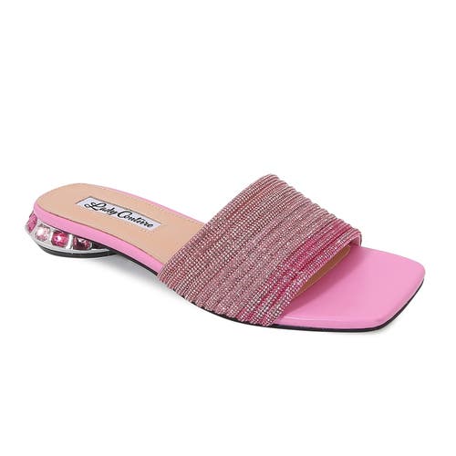 Lady Couture Multi Rhinestone Color Straps Slide With Multi Jewel Heel