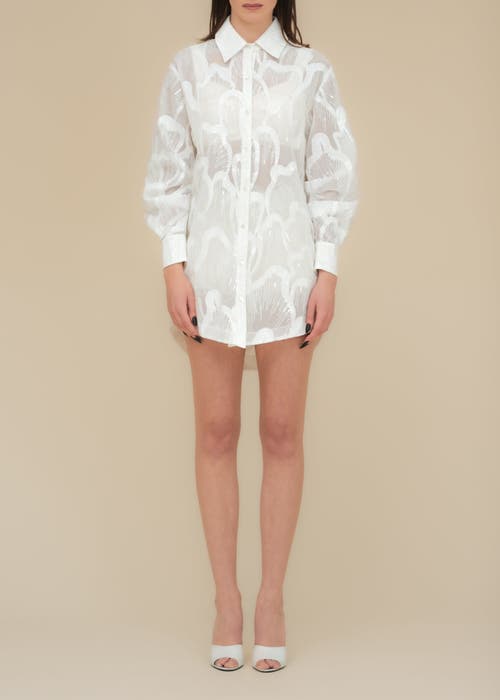 Contessa Mills Wicca Sheer Oversized Embroidered Tulle Dress In White