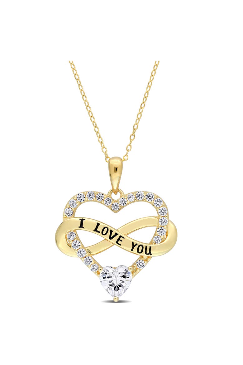 Cubic Zirconia Infinity Heart Necklace, Main, color, Yellow-Plated