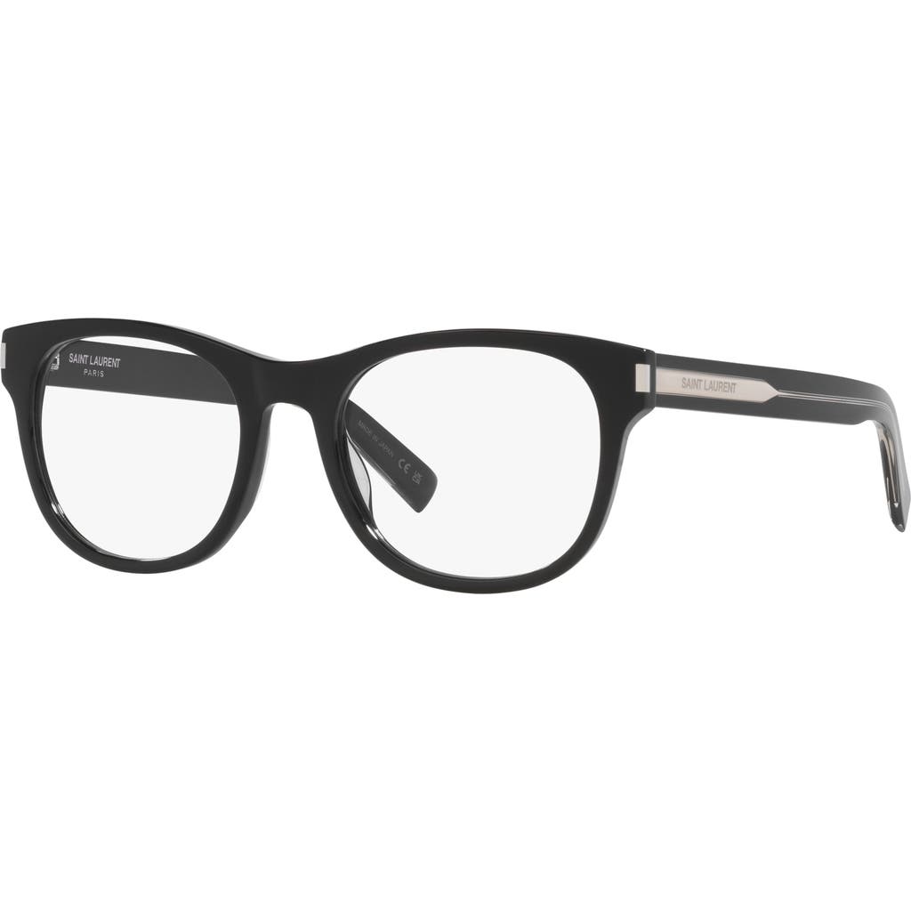 Saint Laurent 55mm Rectangle Optical Glasses In Black