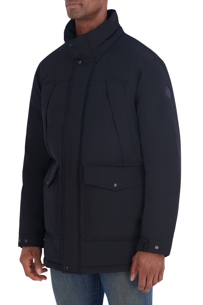Faille Hooded Parka, Alternate, color, BLACK