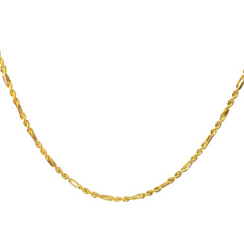 14K Saguaro Finish Rope 2.5mm 20in Chain Necklace