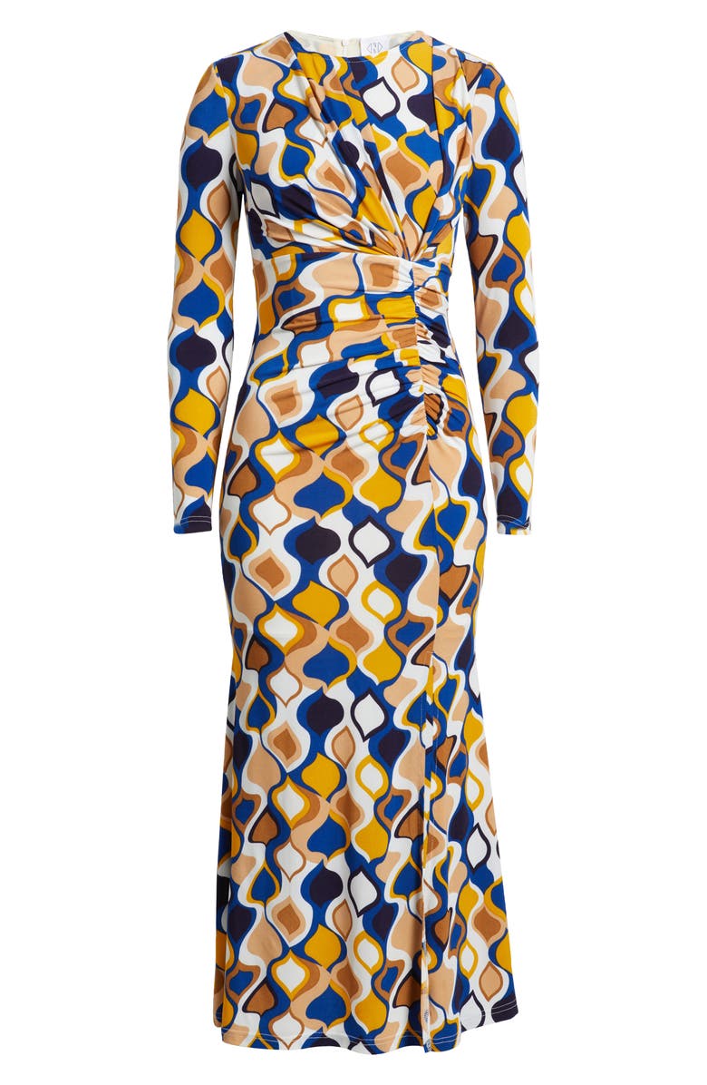 NIKKI LUND Astrid Geo Print Long Sleeve Maxi Dress, Alternate, color, Yellow Multi