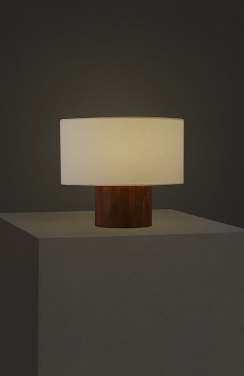 Brightech Oliver 10" Led Desk Lamp With Wood Accent And White Cotton Drum Shade, Bulb Included In Brown