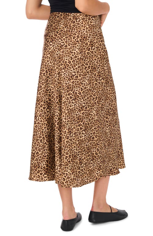 1.state Ditsy Darling Womens Animal Print Satin Midi Skirt In Sand