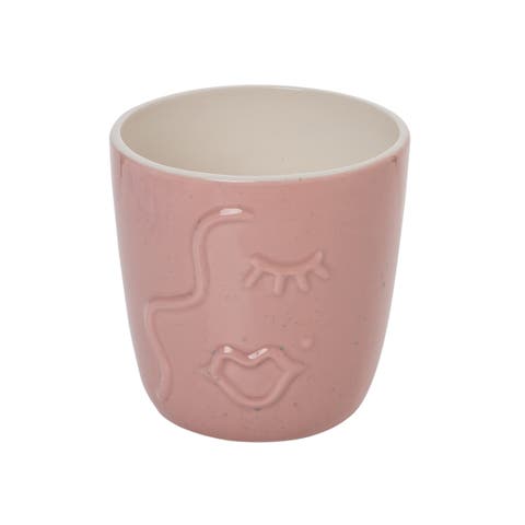 Pink Face Planter Ceramic Pink