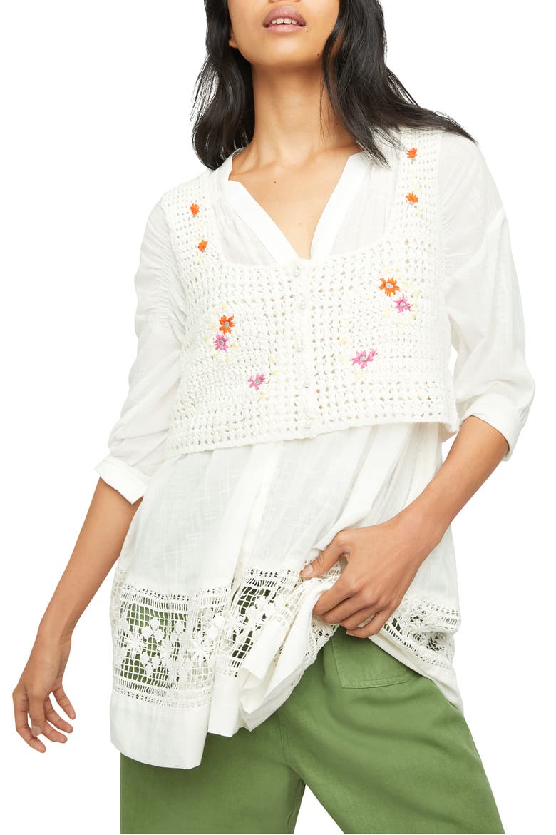 Wildflowers Crop Cardigan, Main, color, DAISY COMBO