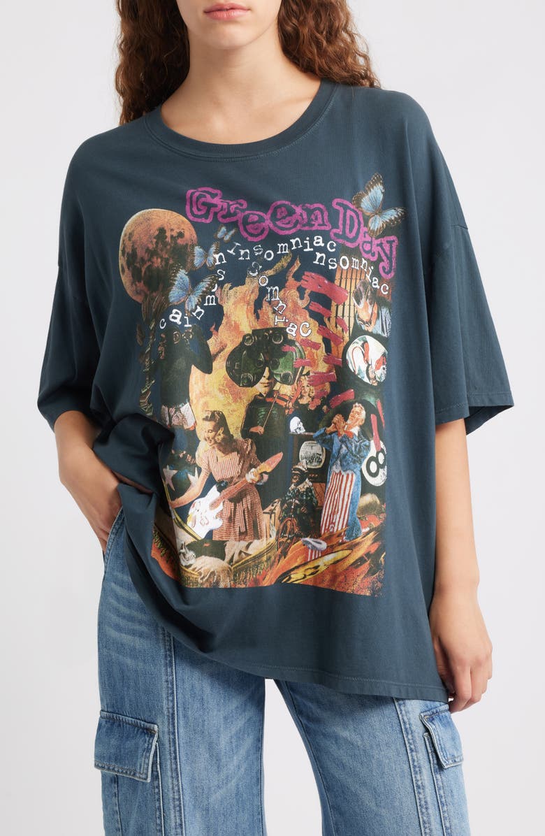 Daydreamer Green Day Insomniac Cotton Graphic T-Shirt, Main, color, Vintage Black