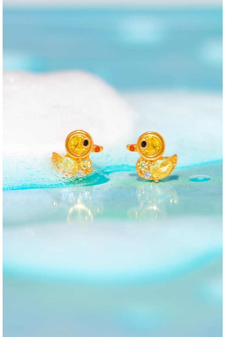 Rubber Ducky Cubic Zirconia Stud Earrings, Alternate, color, GOLD