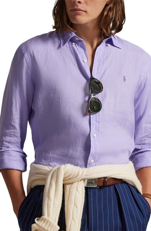 Solid White Linen Button-Down Shirt