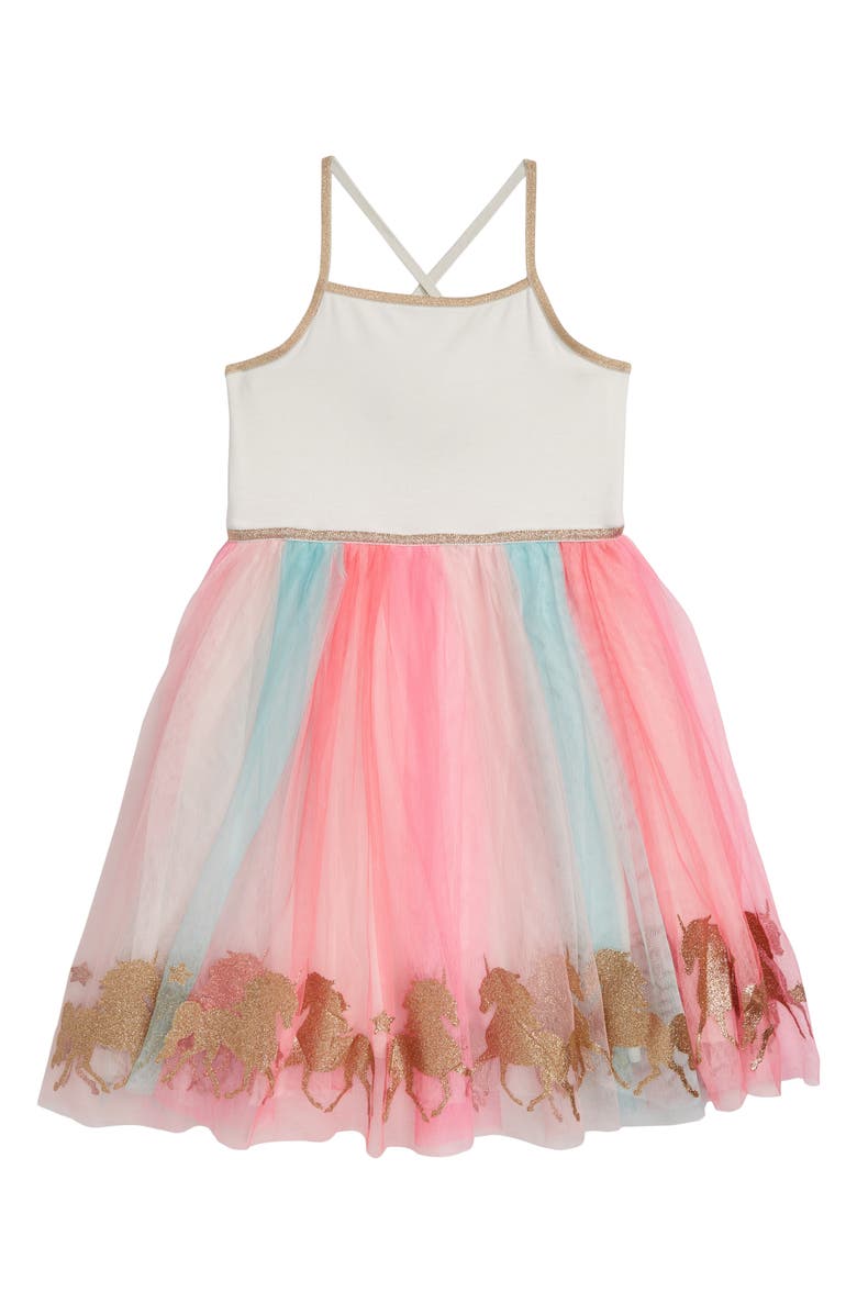 Zunie Rainbow Sleeveless Mesh Tutu Dress, Main, color,