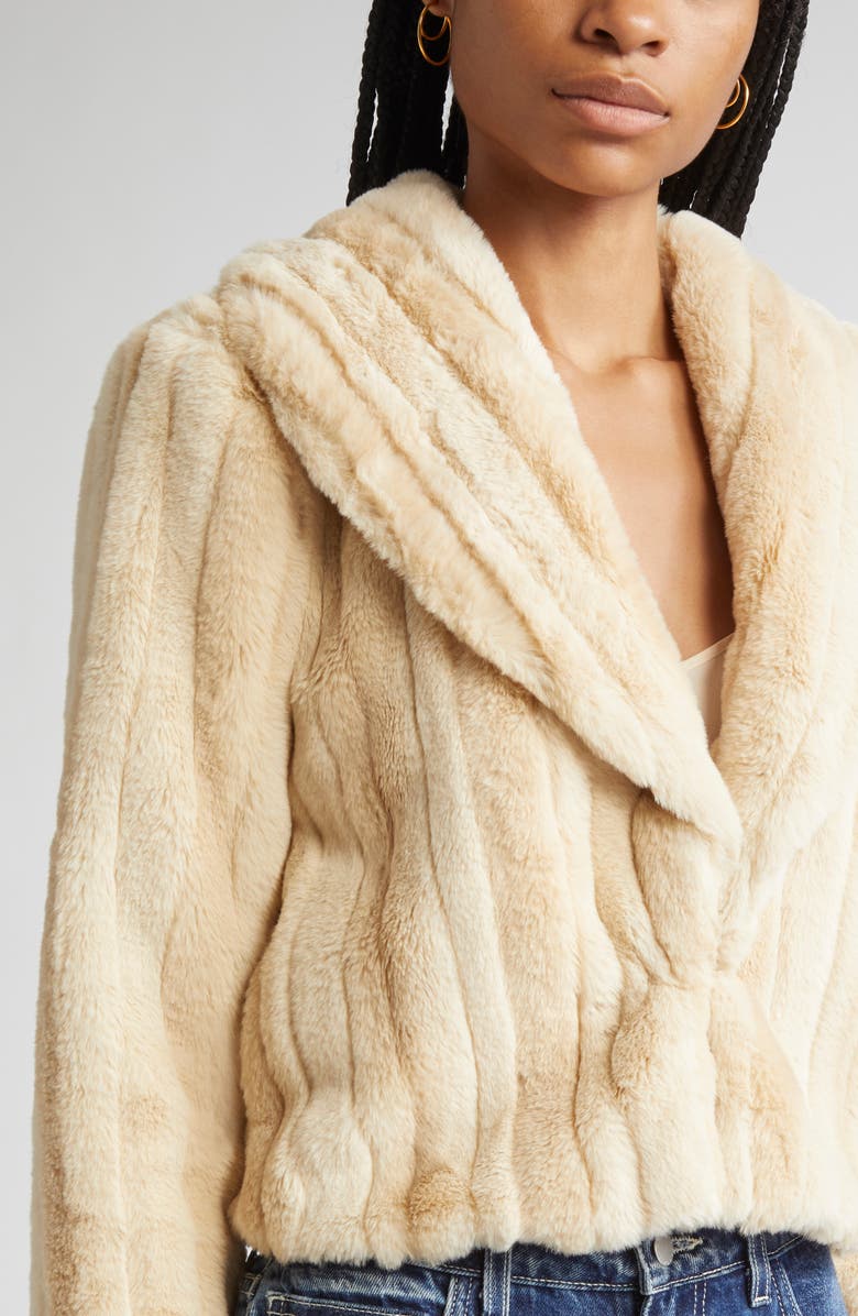 L'AGENCE Davy Crop Faux Fur Jacket, Alternate, color, Latte Striped Fur